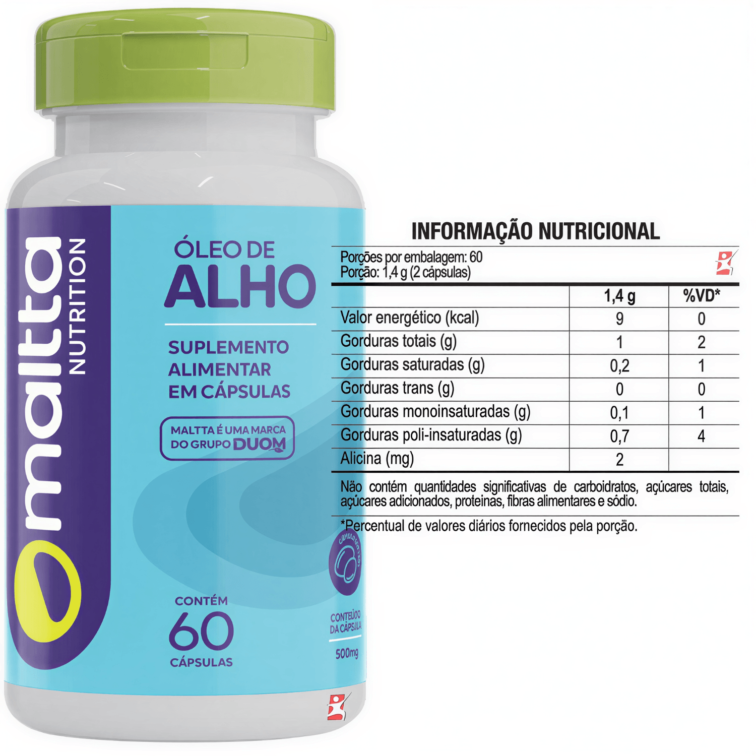 Óleo De Alho Maltta Nutrition 500mg 60 Cápsulas