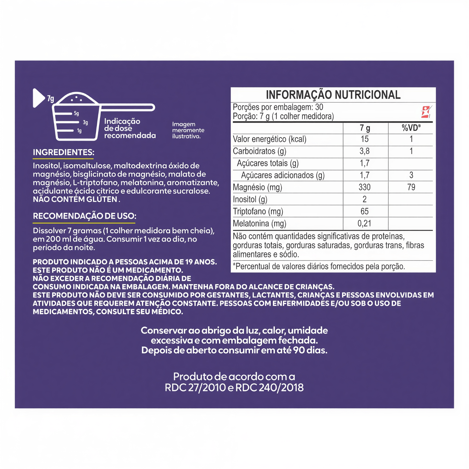 3 Magnésios + Inositol Maltta Nutrition Limão Siciliano 30 Doses 210g