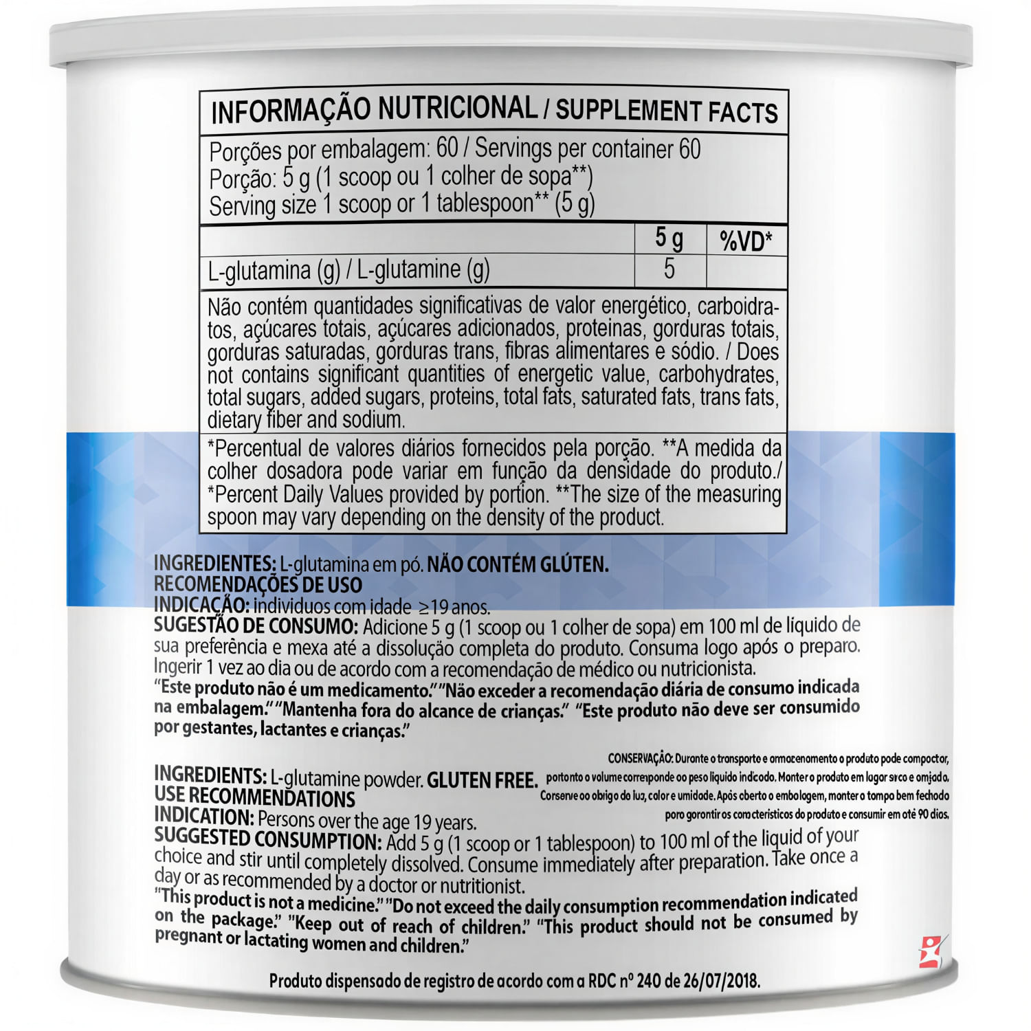 L-glutamina Clinicmais Sem Sabor 300g