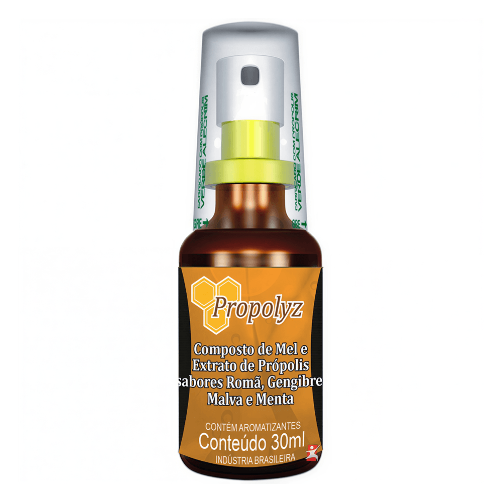Spray Laranja Propolyz Mel E Própolis Com Romã, Gengibre, Malva E Hortelã 30ml