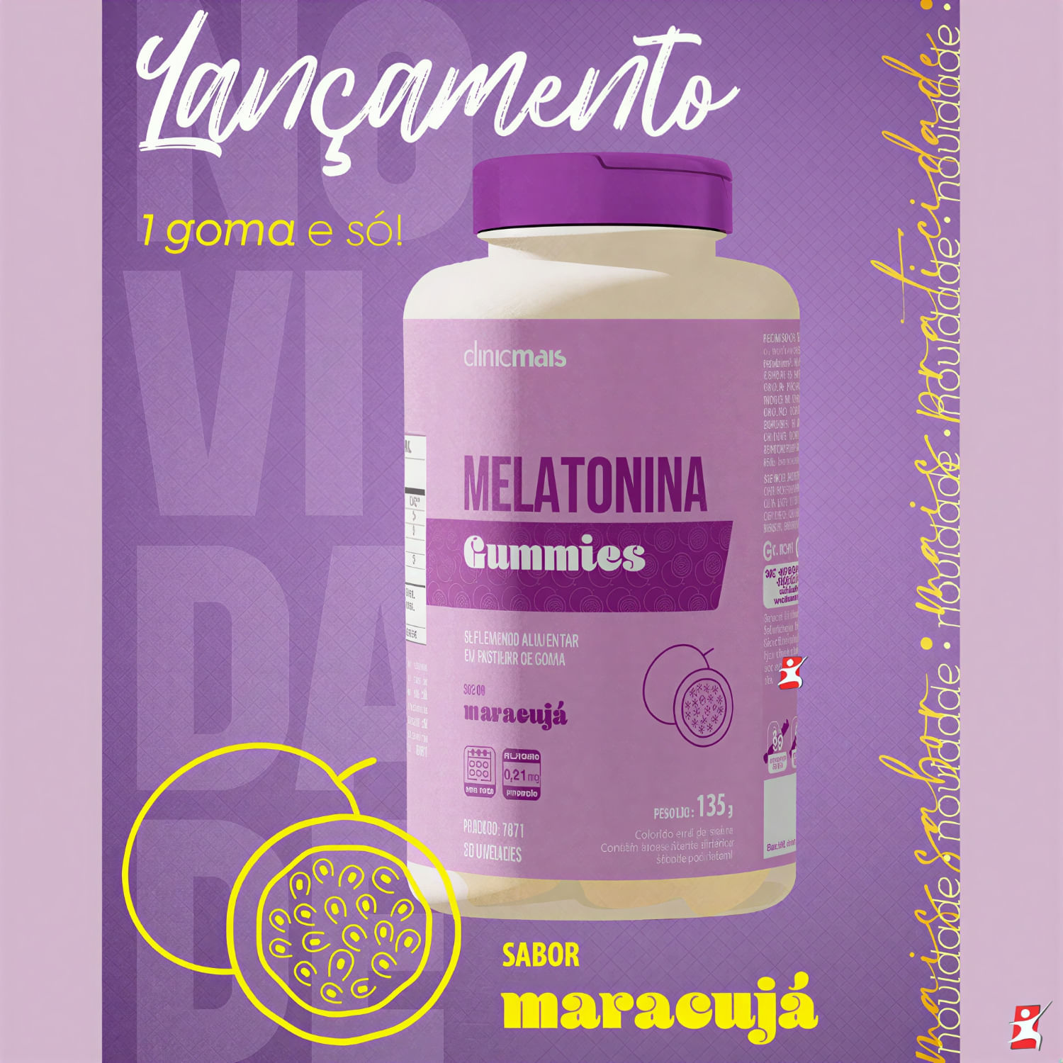 Gomas De Melatonina Concentrada Clinicmais Sabor Maracujá 30 Gummies