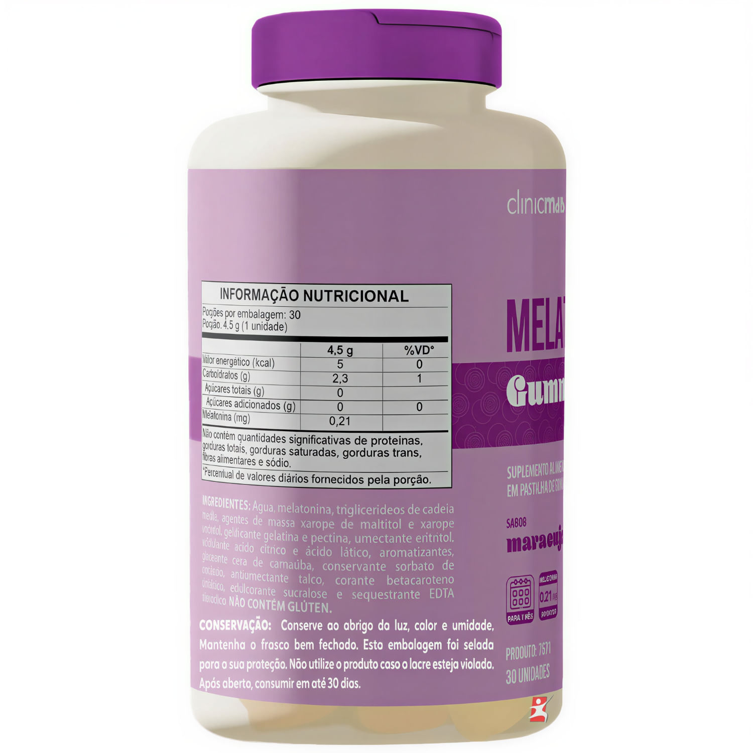 Gomas De Melatonina Concentrada Clinicmais Sabor Maracujá 30 Gummies