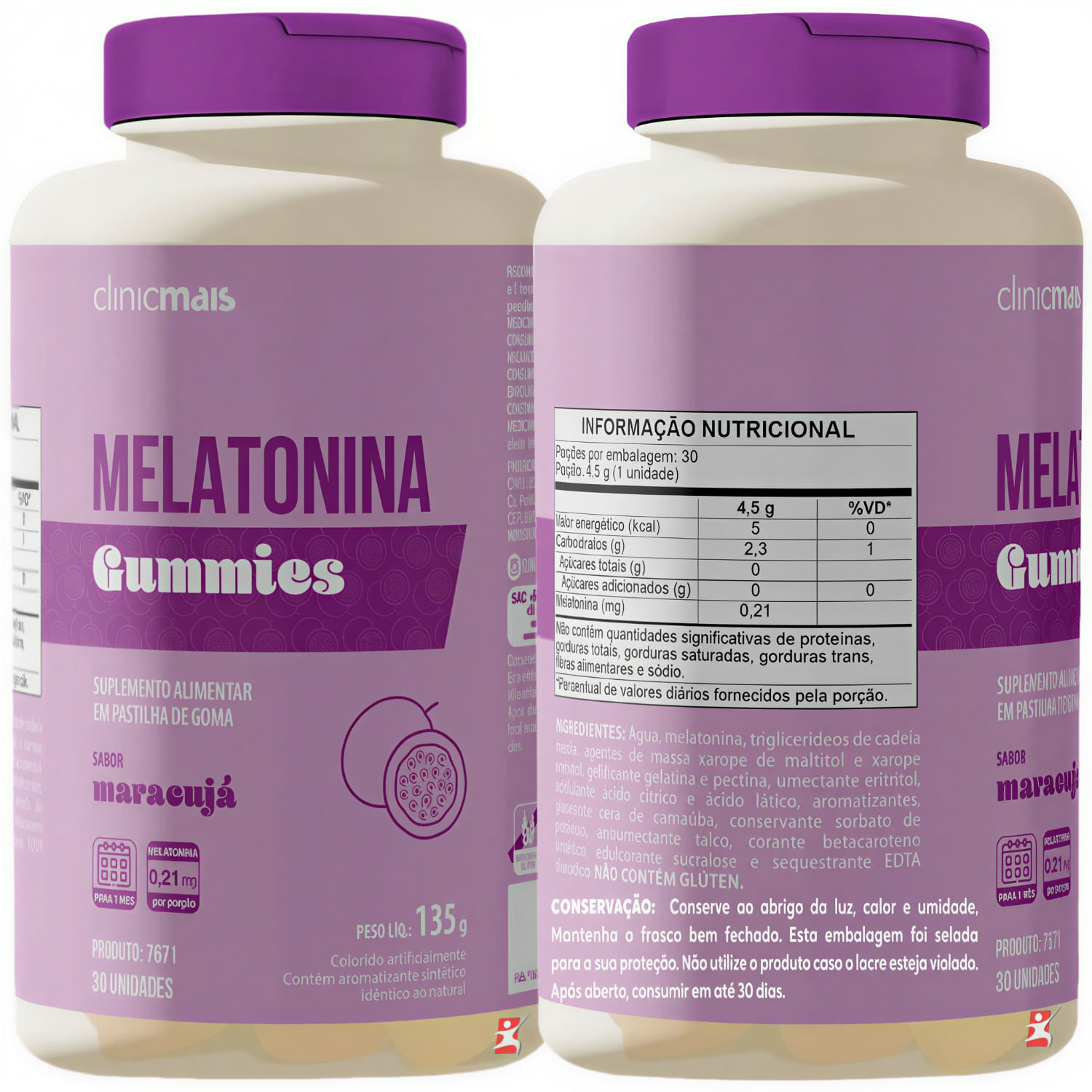 Gomas De Melatonina Concentrada Clinicmais Sabor Maracujá 30 Gummies