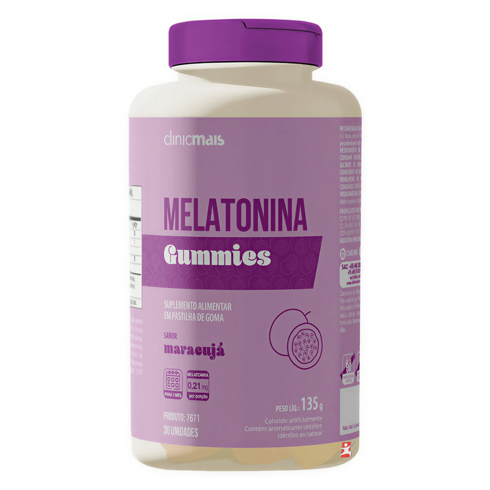 Gomas De Melatonina Concentrada Clinicmais Sabor Maracujá 30 Gummies