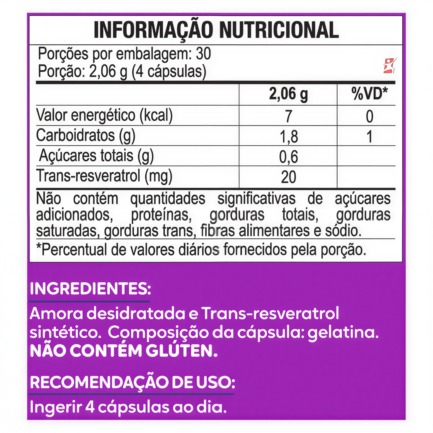Resveratrol Com Amora Miura Maltta Nutrition 120 Cápsulas