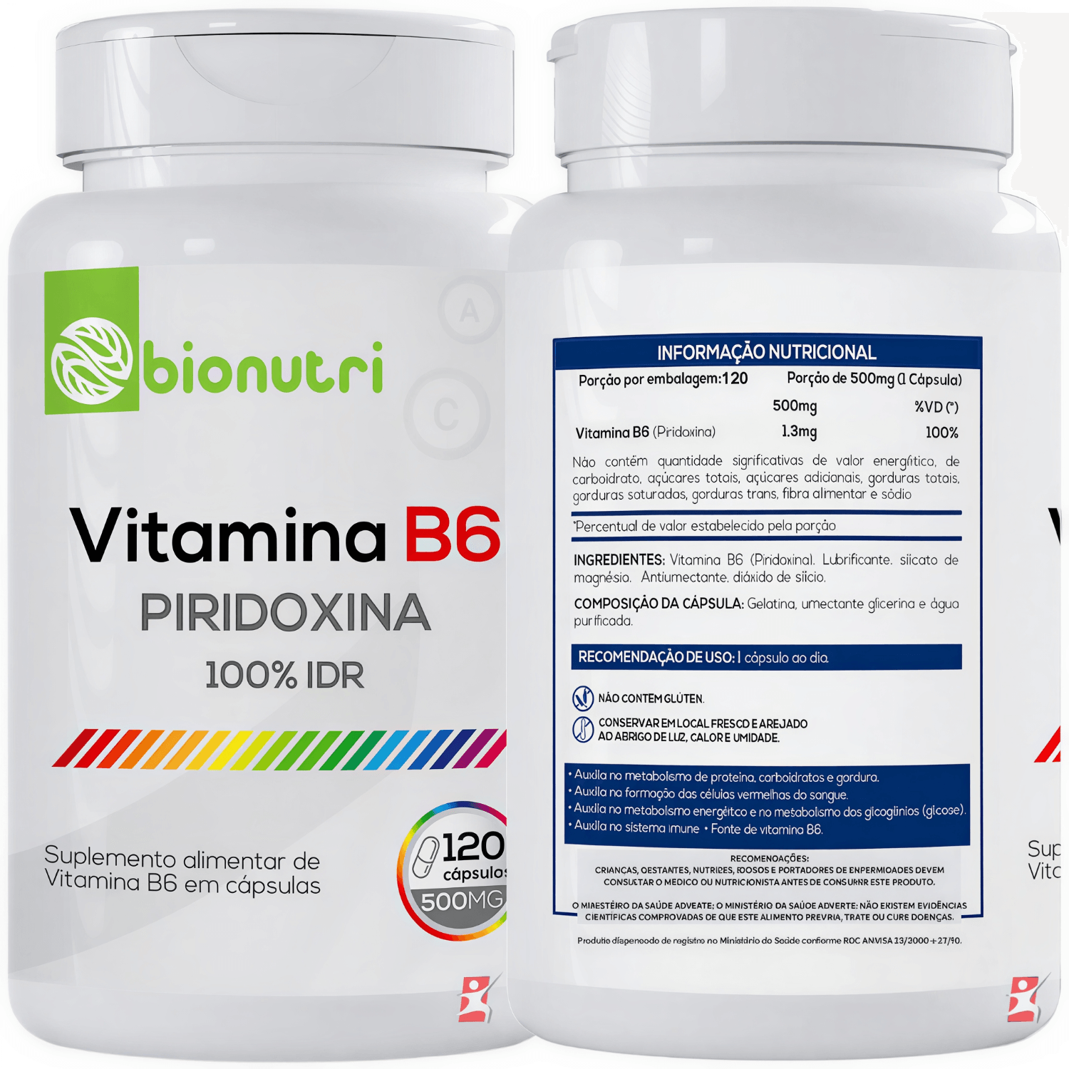 Vitamina B6 Piridoxina Bionutri 120 Cápsulas