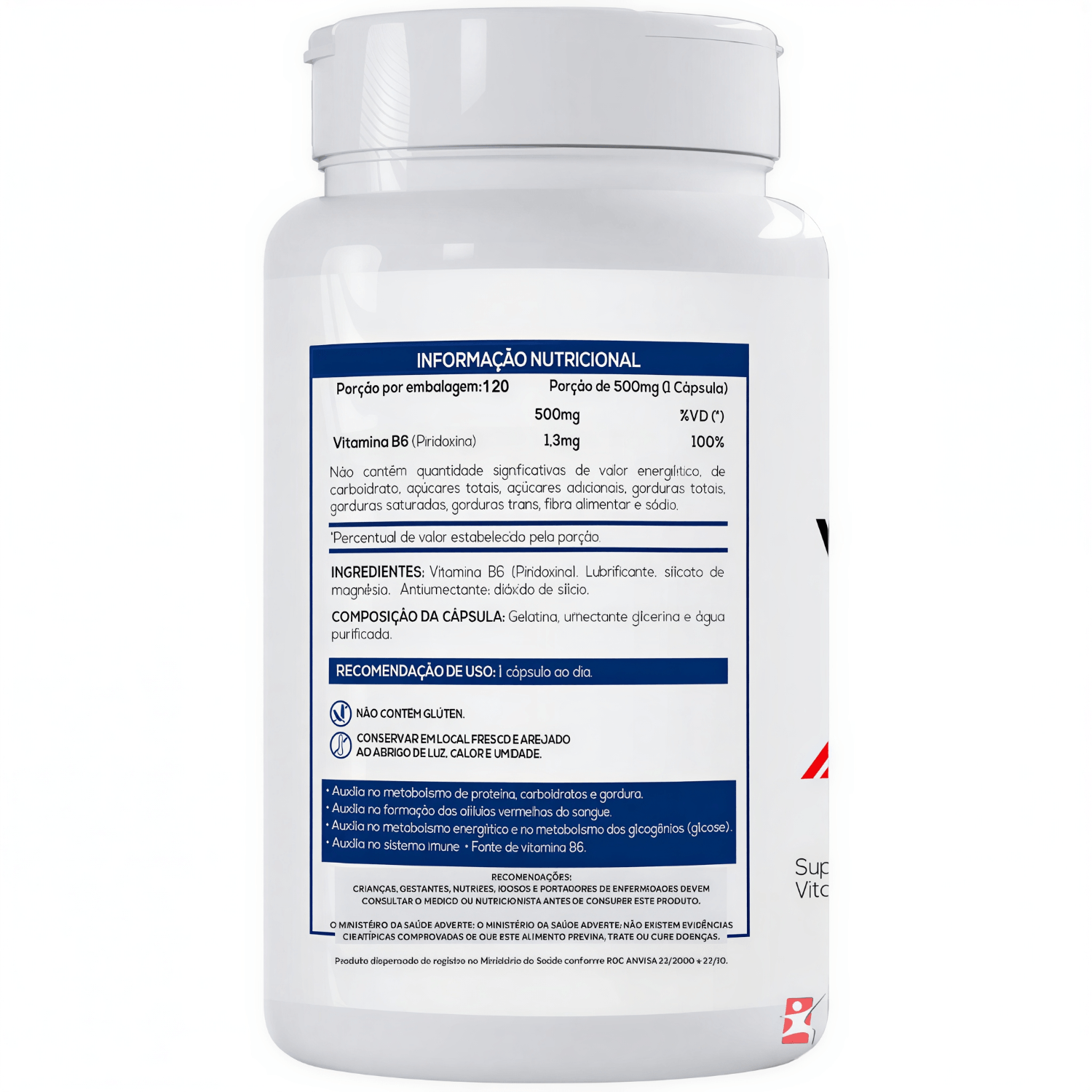 Vitamina B6 Piridoxina Bionutri 120 Cápsulas