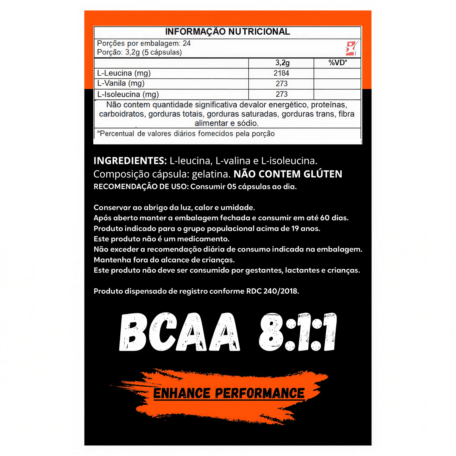 BCAA Enhance Performance 8:1:1 Muwiz 120 Cápsulas