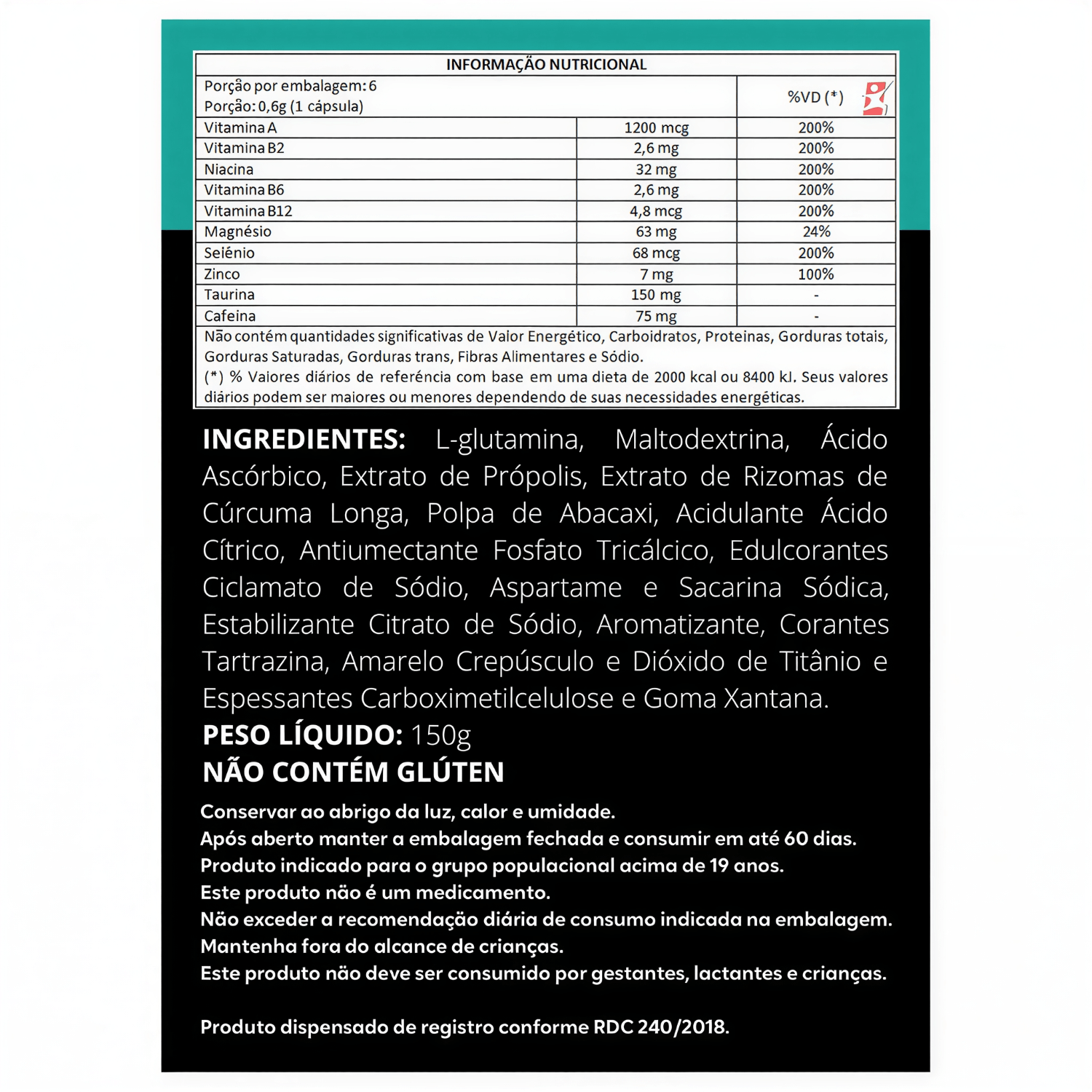 Imunemax Cúrcuma + Glutamina + Própolis + Vit C Muwiz Sabor Abacaxi 150g