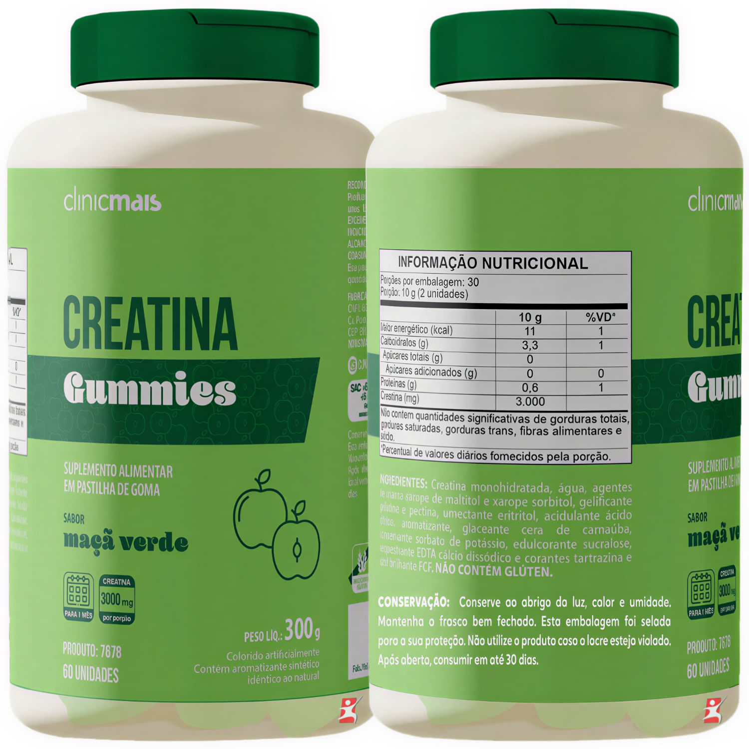 Creatina Gummies Clinicmais Sabor Maçã Verde 60 Gomas