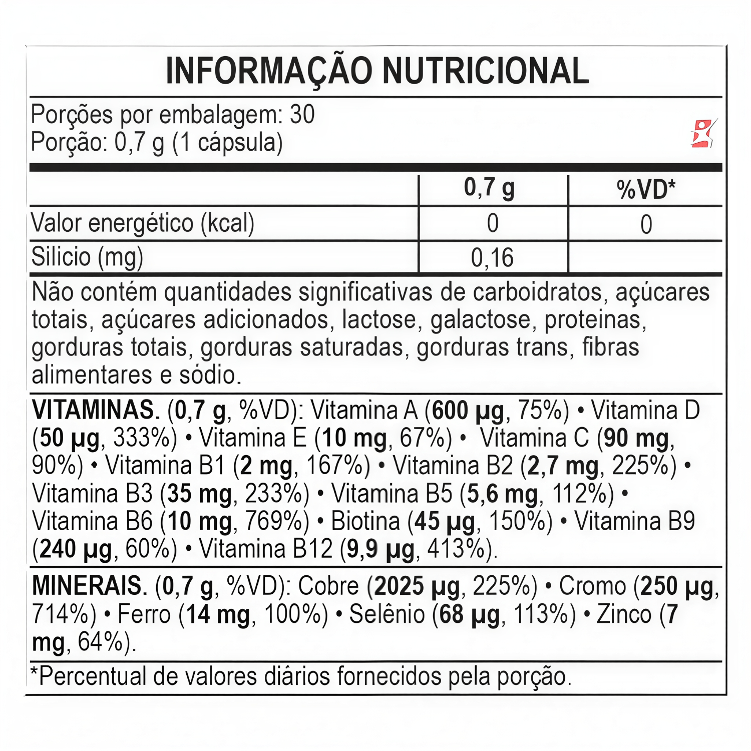 Nutridaily Cabelos E Unhas Siliciumax® + 12 Vitaminas + 6 Minerais Apisnutri 30 Cápsulas