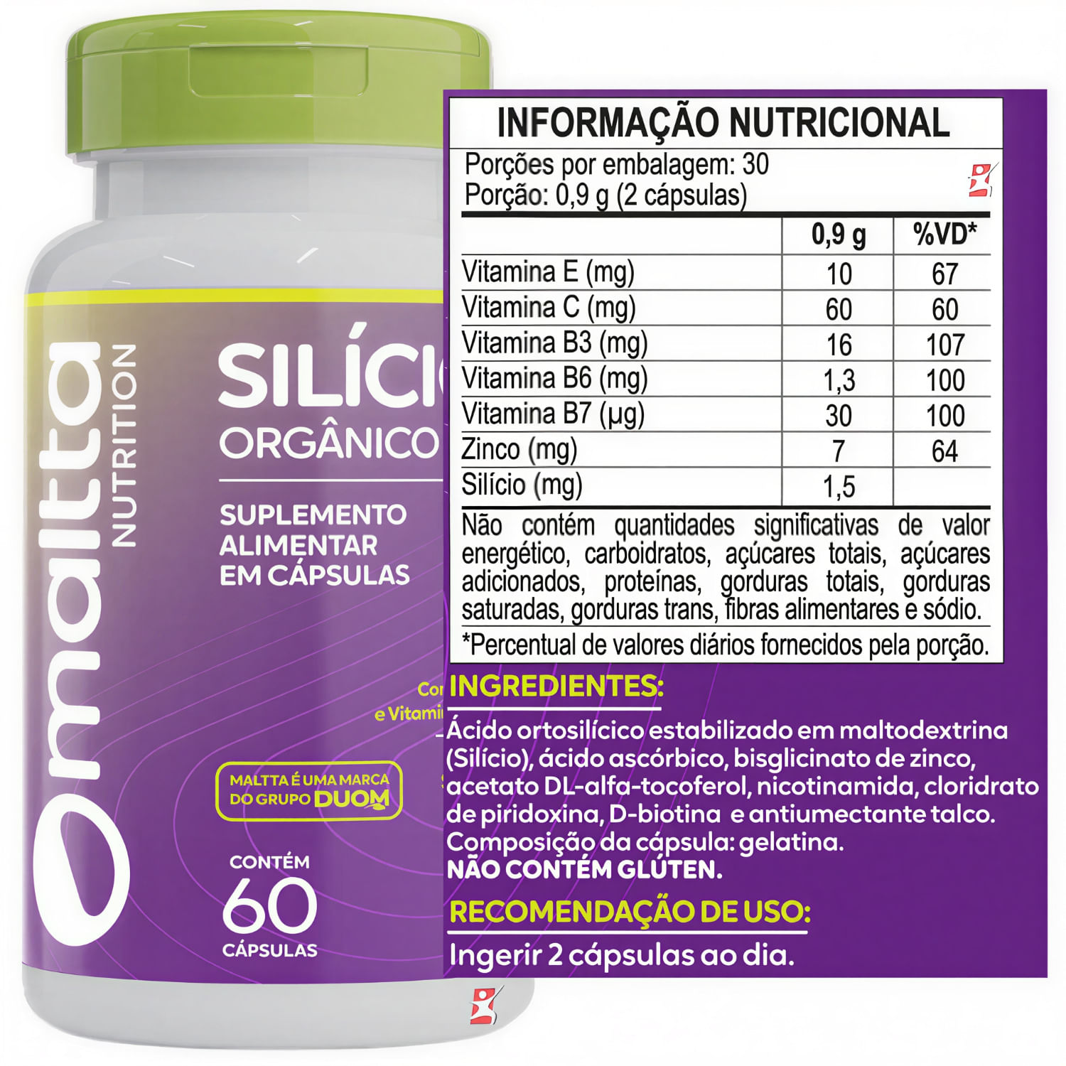 Silício Orgânico Maltta Nutrition 60 Cápsulas
