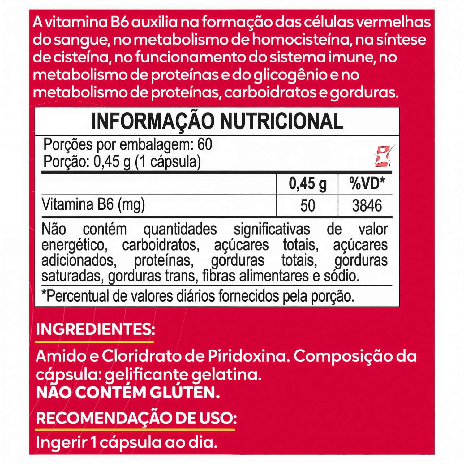 Vitamina B6 Mallta Nutrition 60 Cápsulas