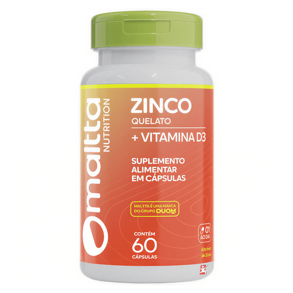 Zinco Quelato + Vitamina D3 Maltta Nutrition 60 Cápsulas