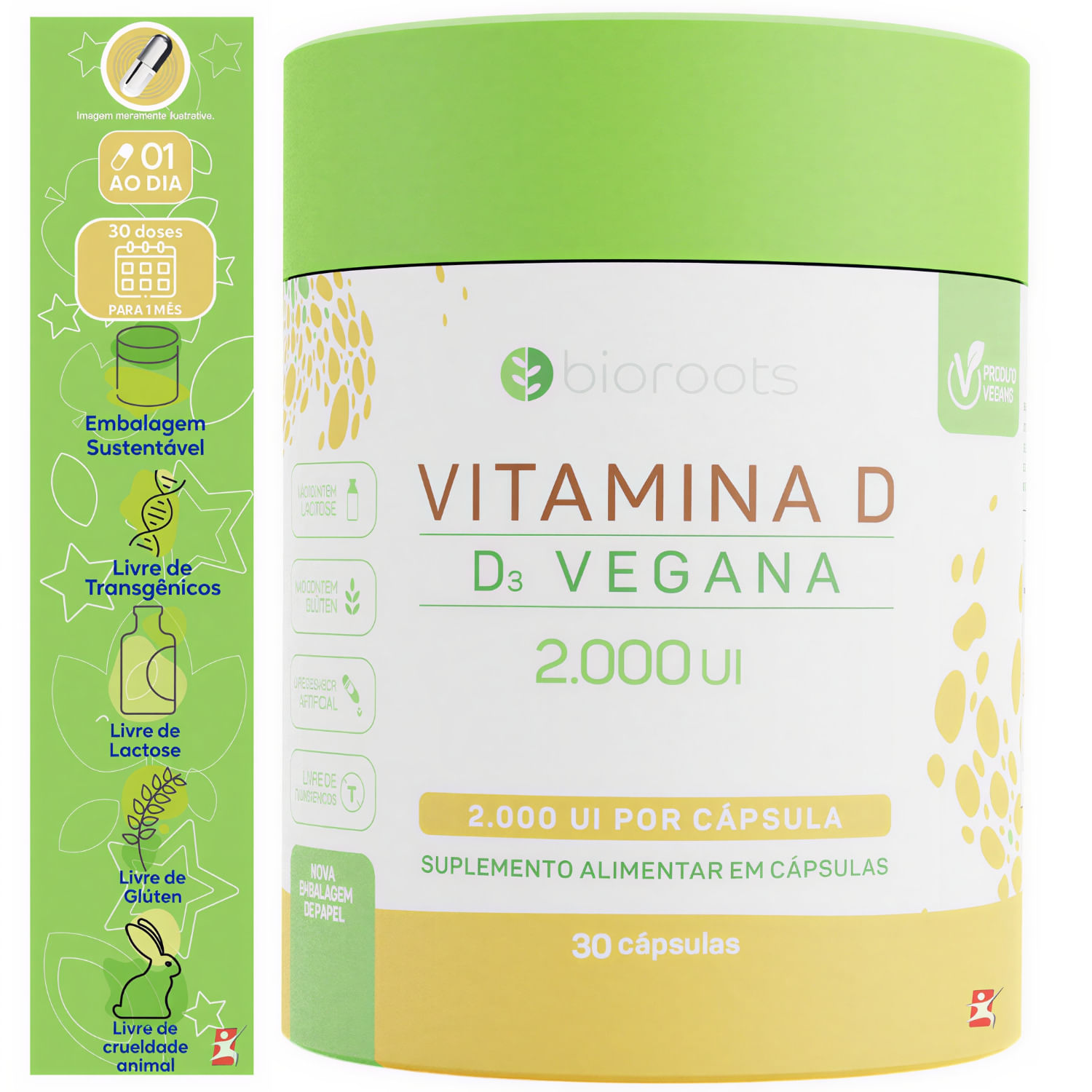 Vitamina D Bioroots 2000ui 30 Cápsulas