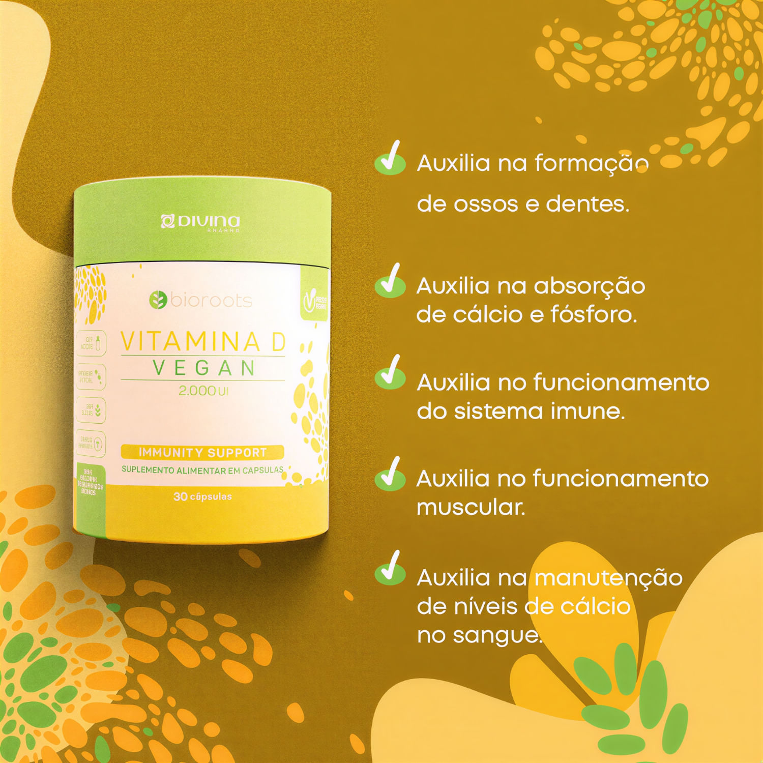 Vitamina D Bioroots 2000ui 30 Cápsulas