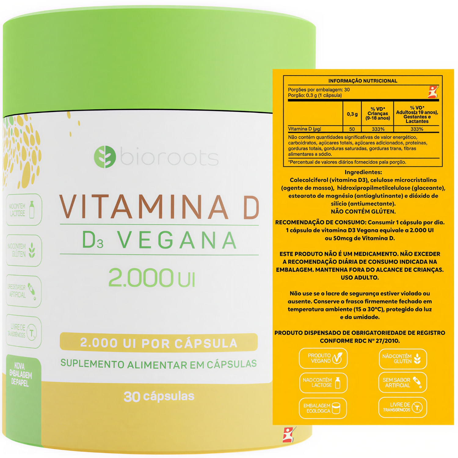 Vitamina D Bioroots 2000ui 30 Cápsulas