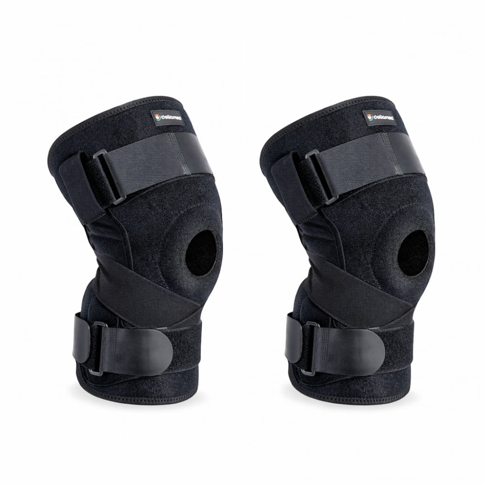 Par De Joelheira Articulada Com Cintas Cruzadas Ortho Care Dellamed Tamanho M