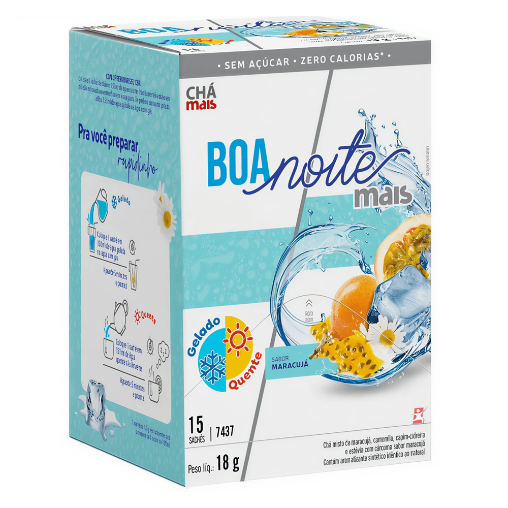 Chá Boa Noite Infusão Gelado ou Quente Sabor Maracujá Chá Mais 15 Sachês