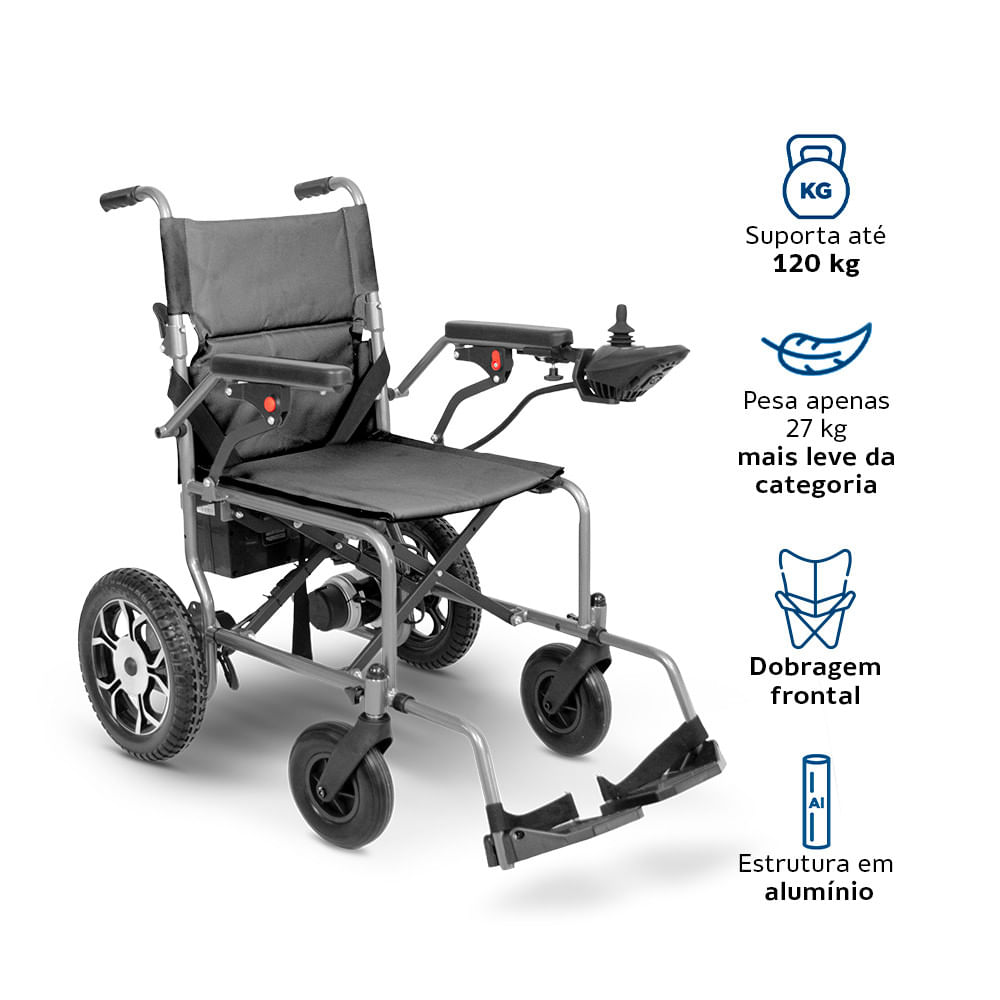 Cadeira de Rodas Motorizada Super Leve Light D750 Dellamed Até 120 kg