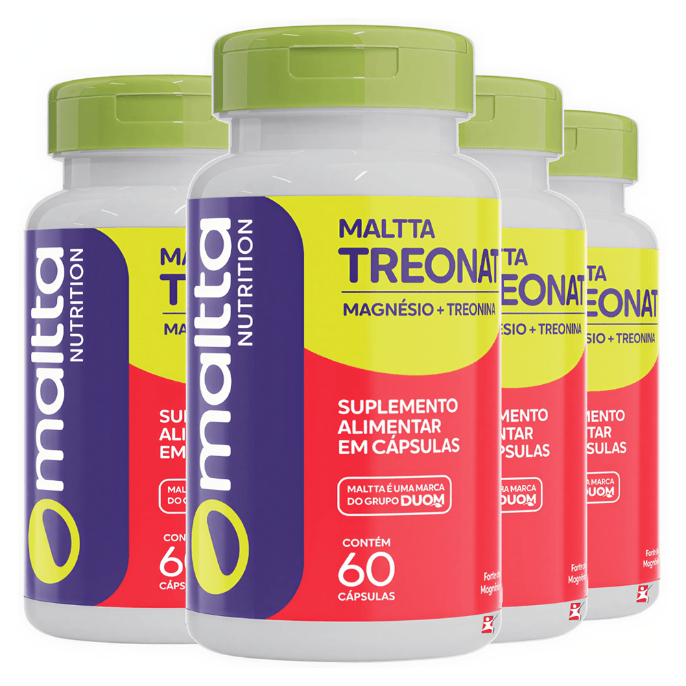 Kit 4 Maltta Treonat Magnésio + Treonina Maltta Nutrition 60 Cápsulas