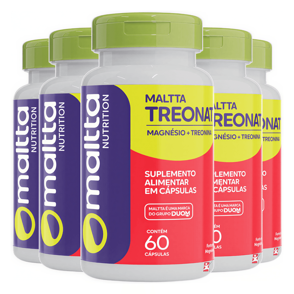 Kit 5 Maltta Treonat Magnésio + Treonina Maltta Nutrition 60 Cápsulas