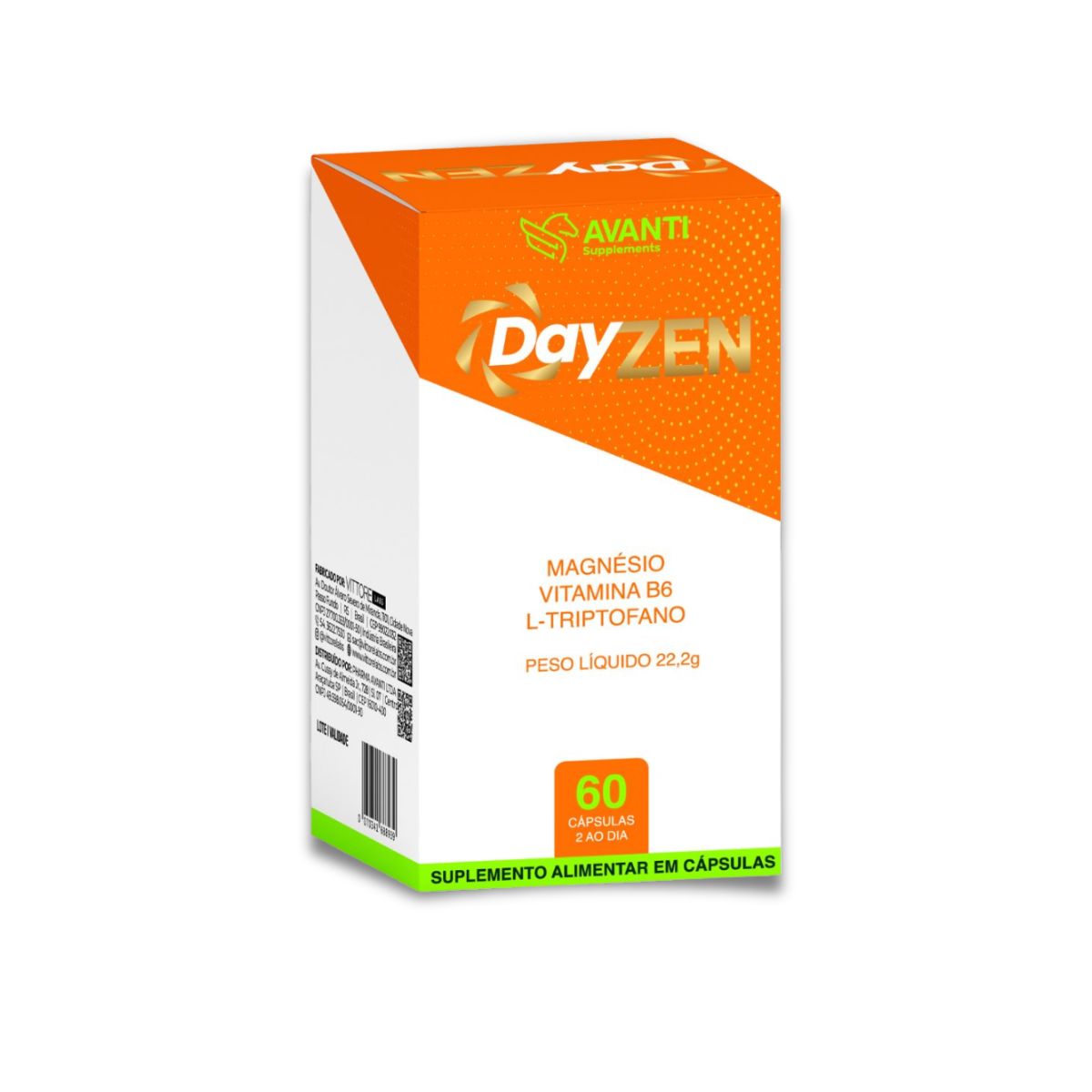 DayZen Calmante Ltriptofano 25mg + Magnésio 65mg + Vitamina B6 1,3mg Avanti Supplements 60 Cápsulas