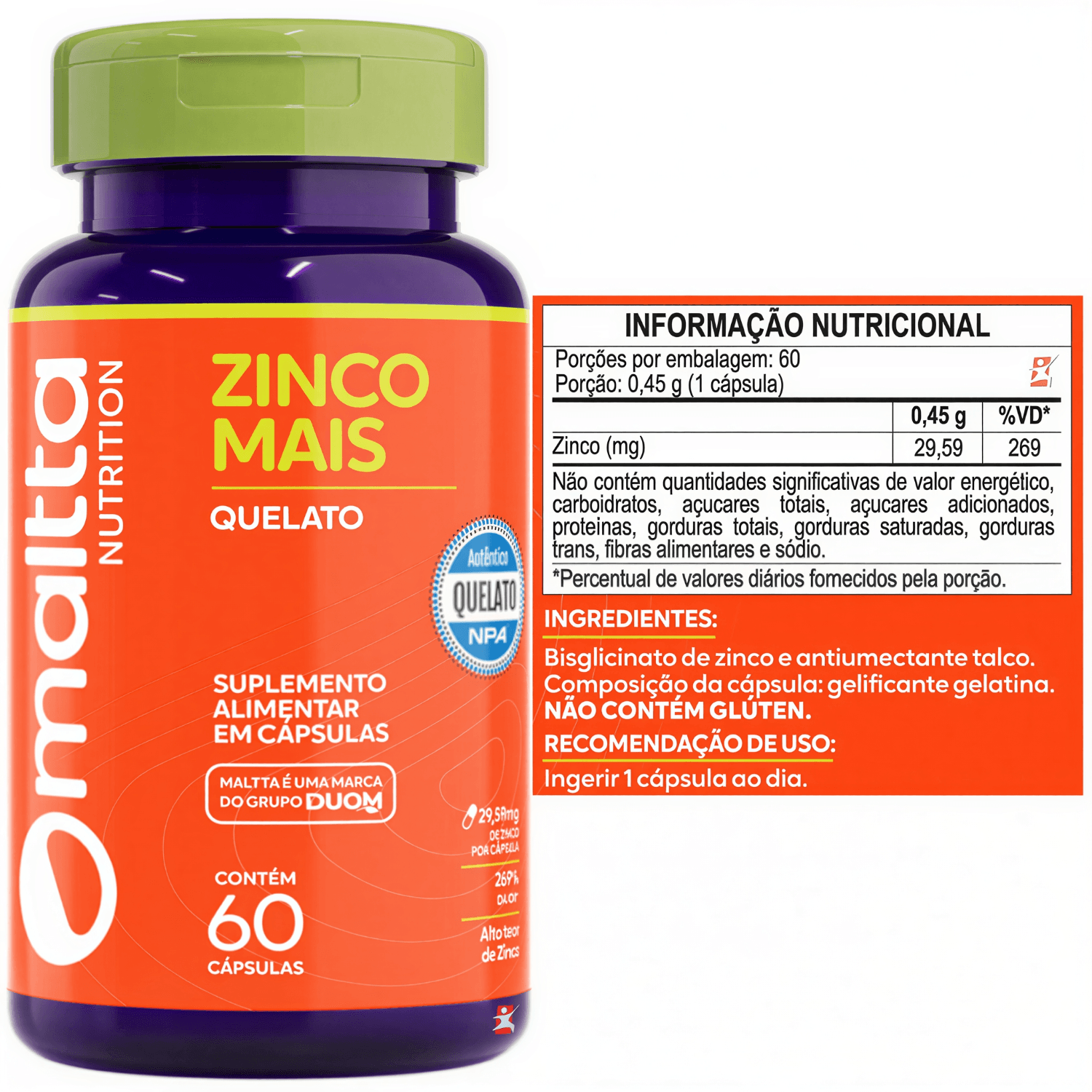 Zinco Mais Quelato Maltta Nutrition 60 Cápsulas