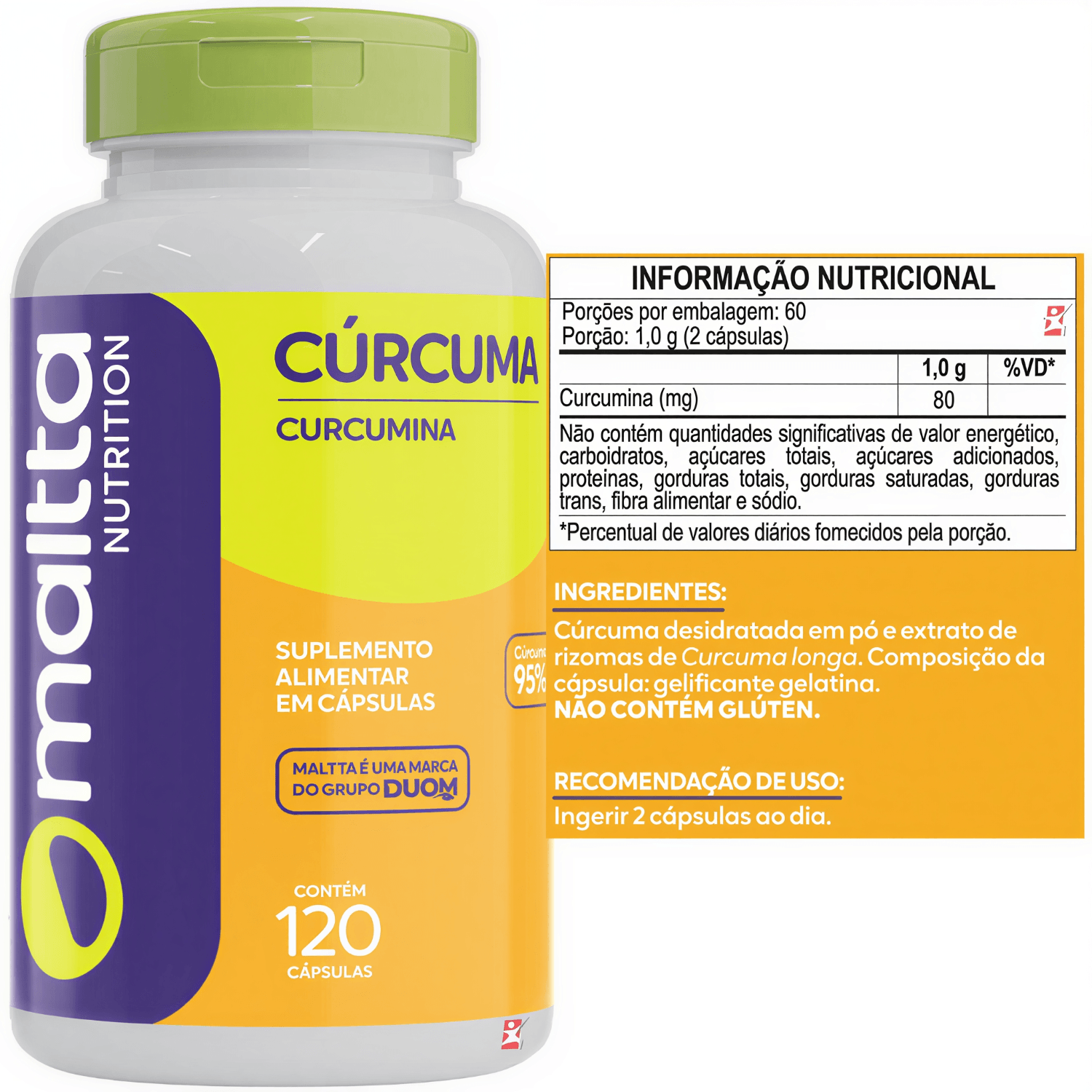 Cúrcuma Curcumina Maltta Nutrition 120 Cápsulas