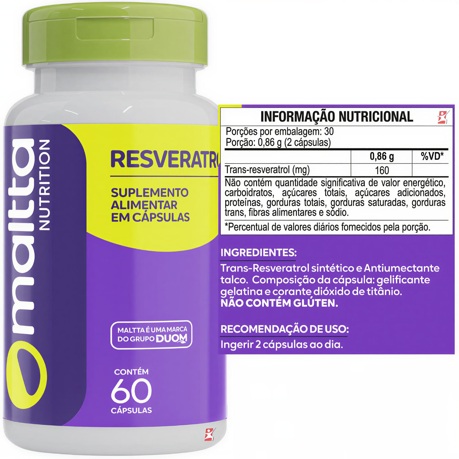 Resveratrol Maltta Nutrition 60 Cápsulas
