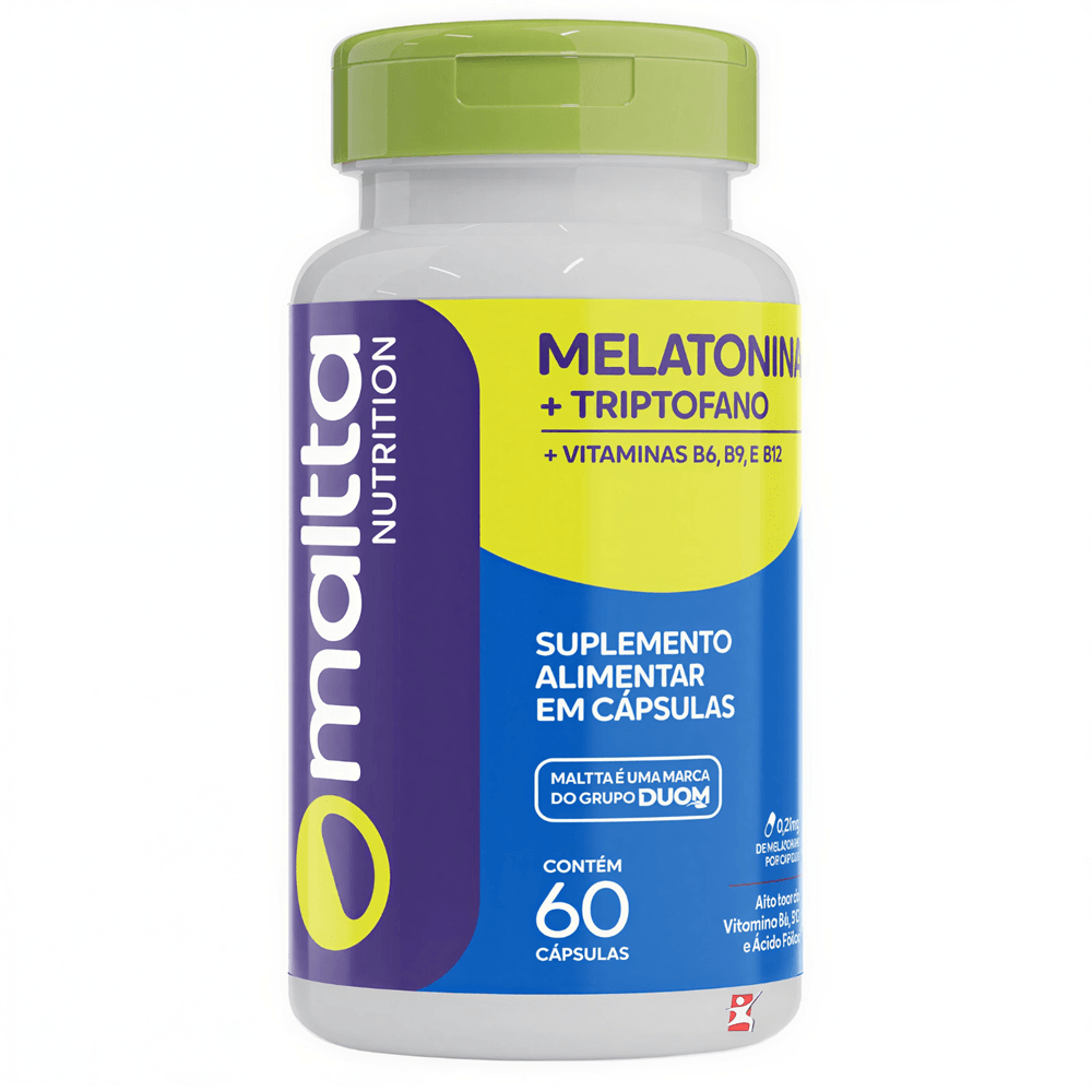 Melatonina + Triptofano + Vitaminas B6, B9 E B12 Mallta Nutrition 60 Cápsulas