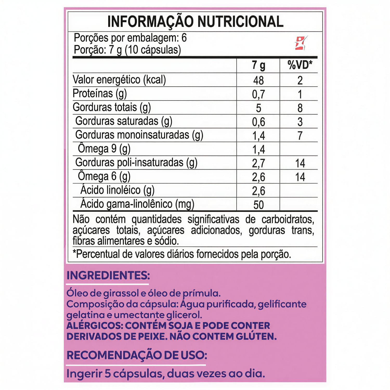 Óleo De Prímula Maltta Nutrition 500mg 60 Cápsulas