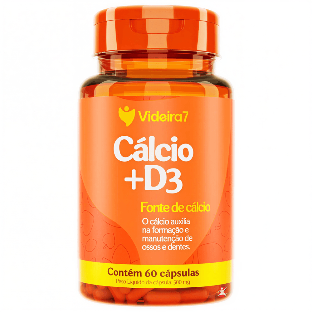 Cálcio + Vitamina D3 Videira7 60 Cápsulas