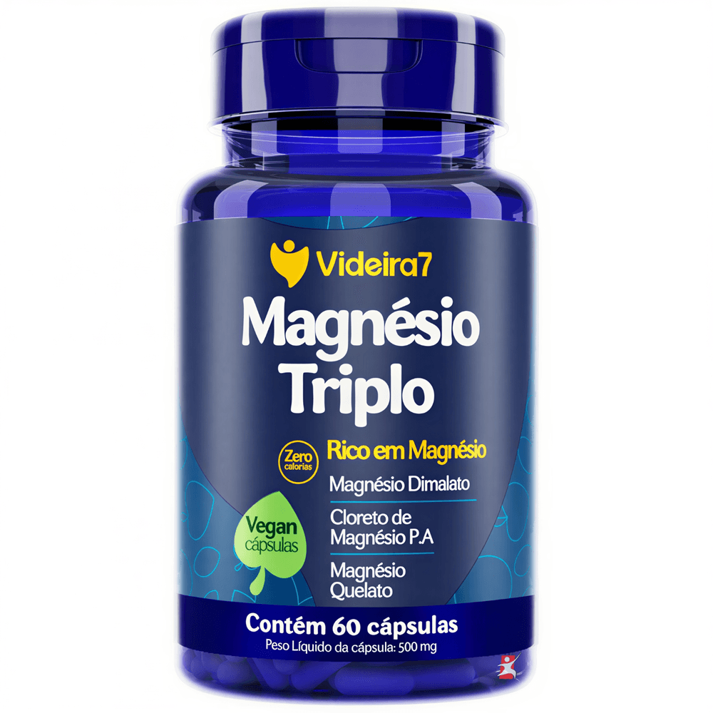 Magnésio Triplo Dimalato + Quelato + P.a Videira7 60 Cápsulas Veganas