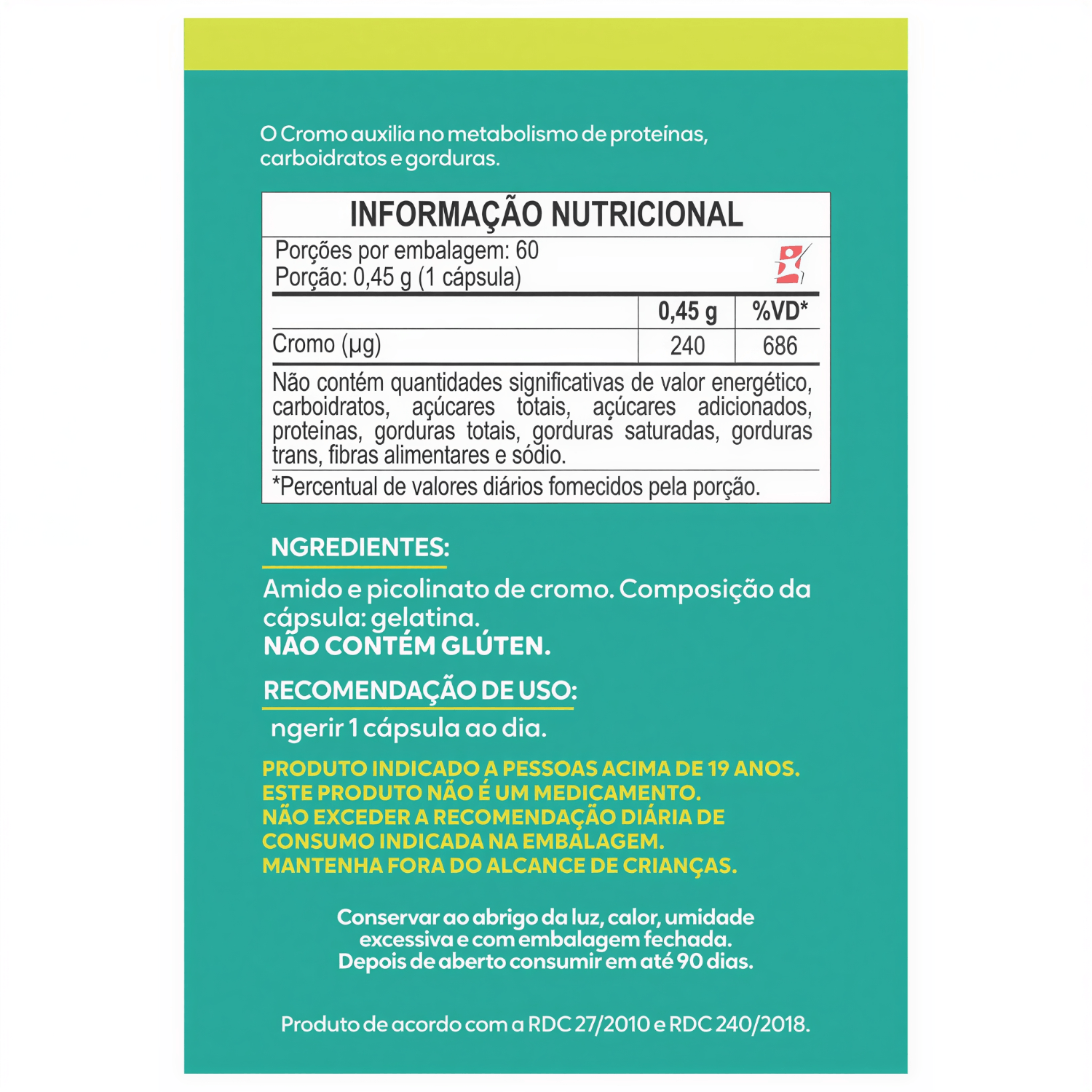 Picolinato De Cromo Maltta Nutrition 60 Cápsulas