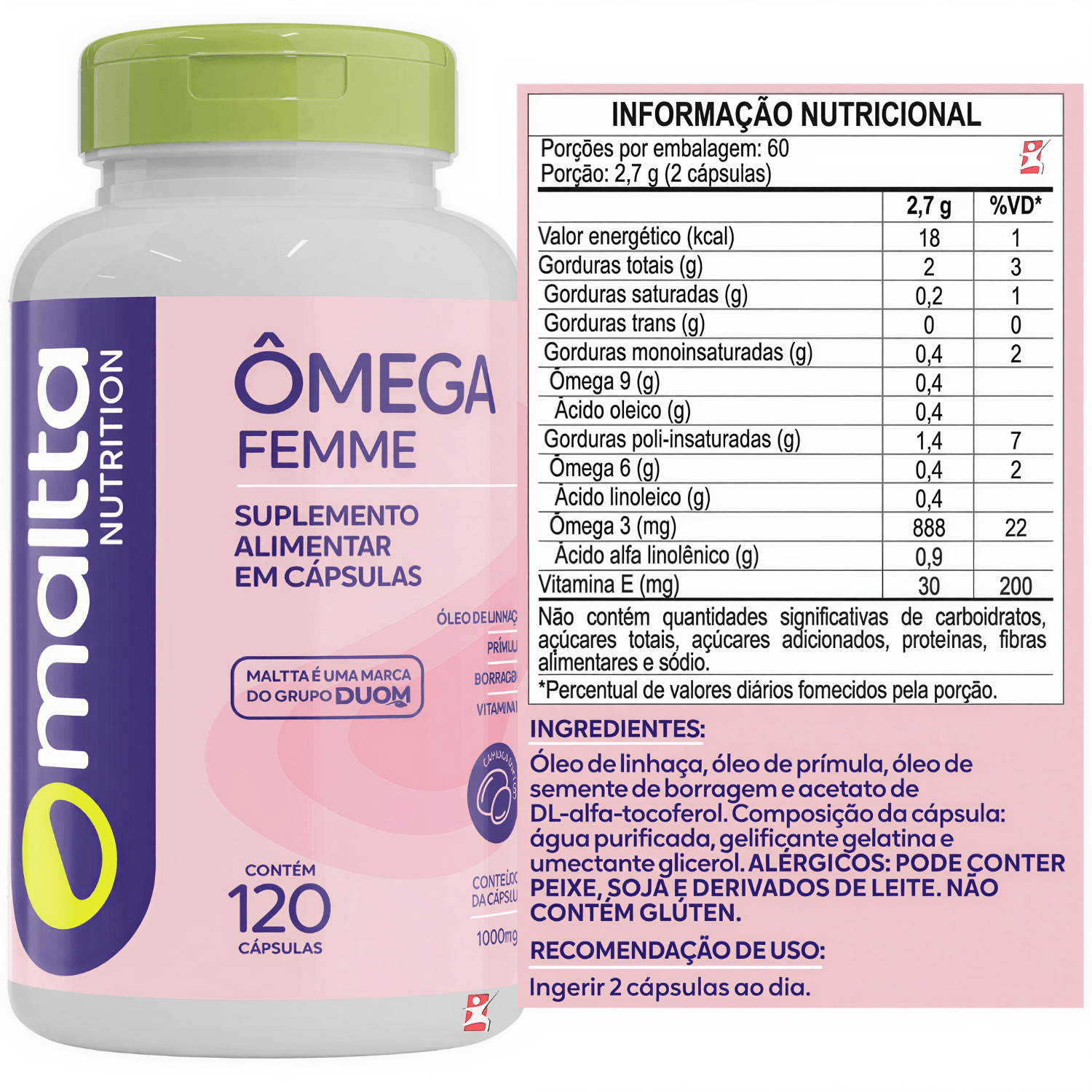 Ômega Femme Maltta Nutrition 120 Cápsulas