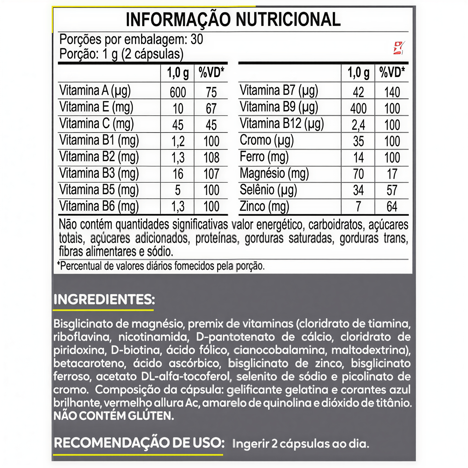 Barba E Cabelo Vitaminas E Minerais Maltta Nutrition 60 Cápsulas