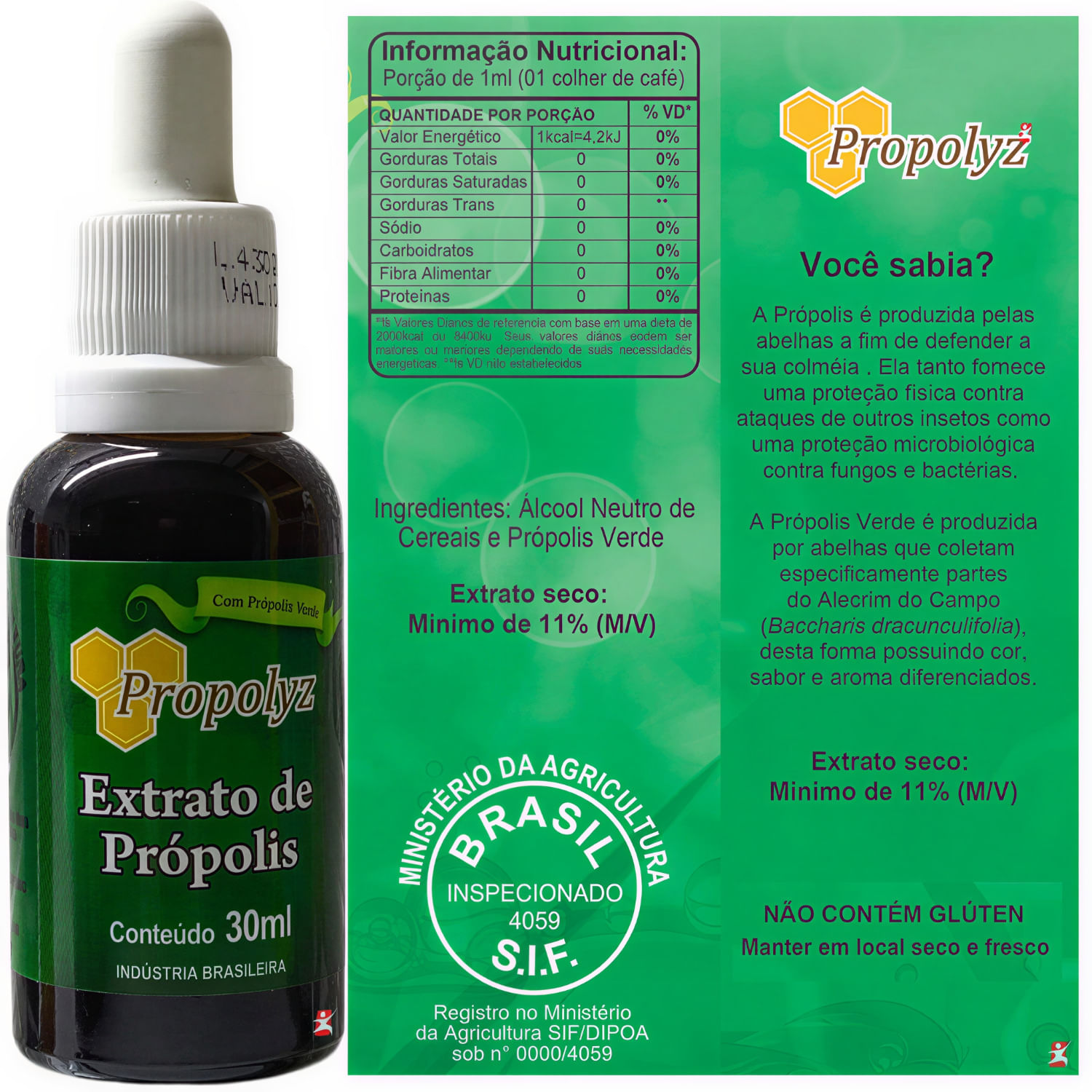 Extrato De Própolis Verde Alecrim Propolyz 30ml