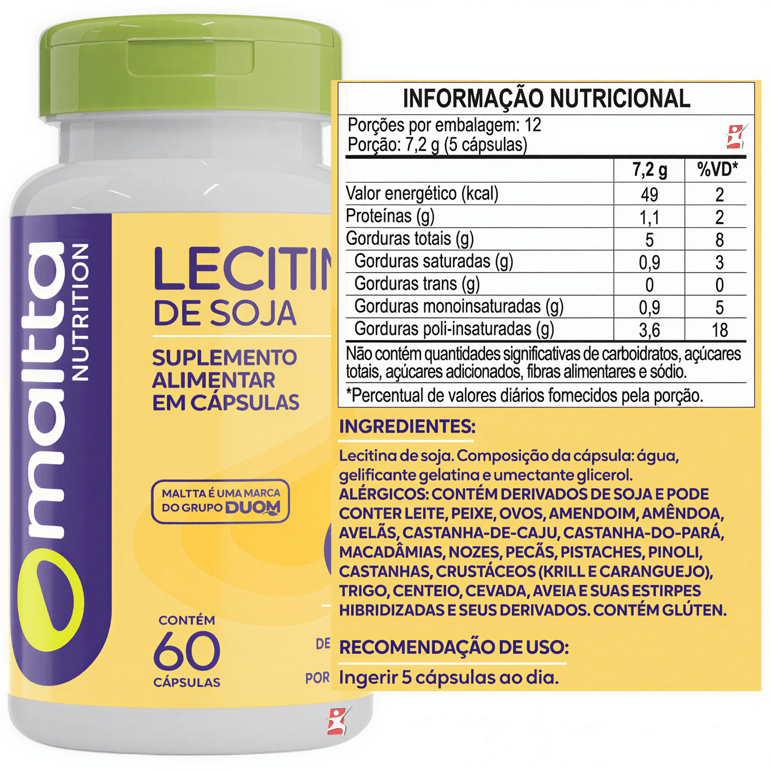 Lecitina De Soja Maltta Nutrition 60 Cápsulas
