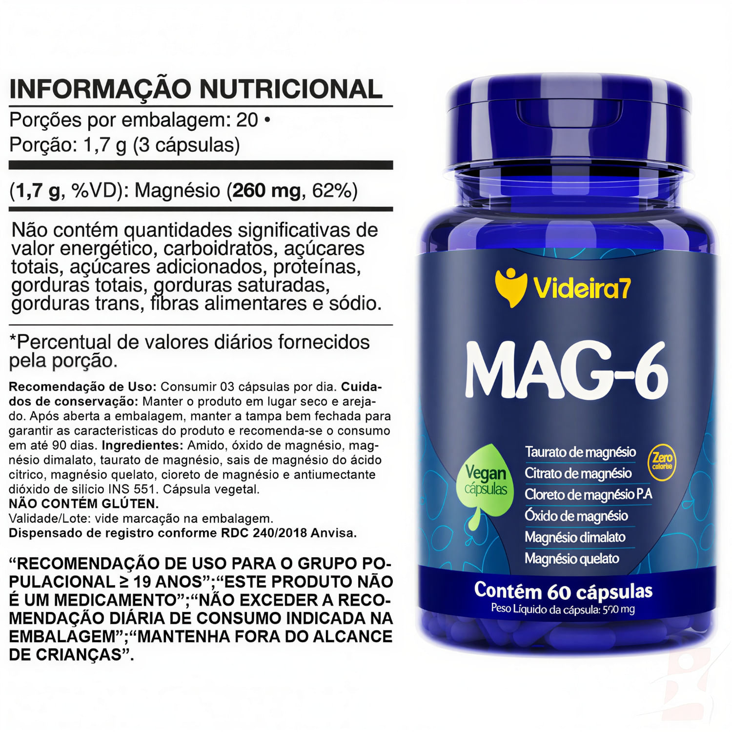 Mag-6 Videira7 60 Cápsulas Veganas