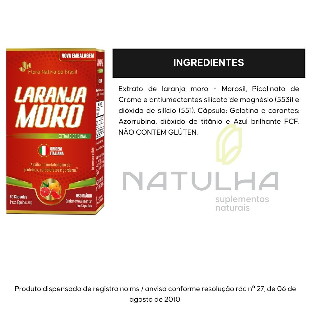 Laranja Moro com Picolinato de Cromo Flora Nativa 500mg 60 cápsulas