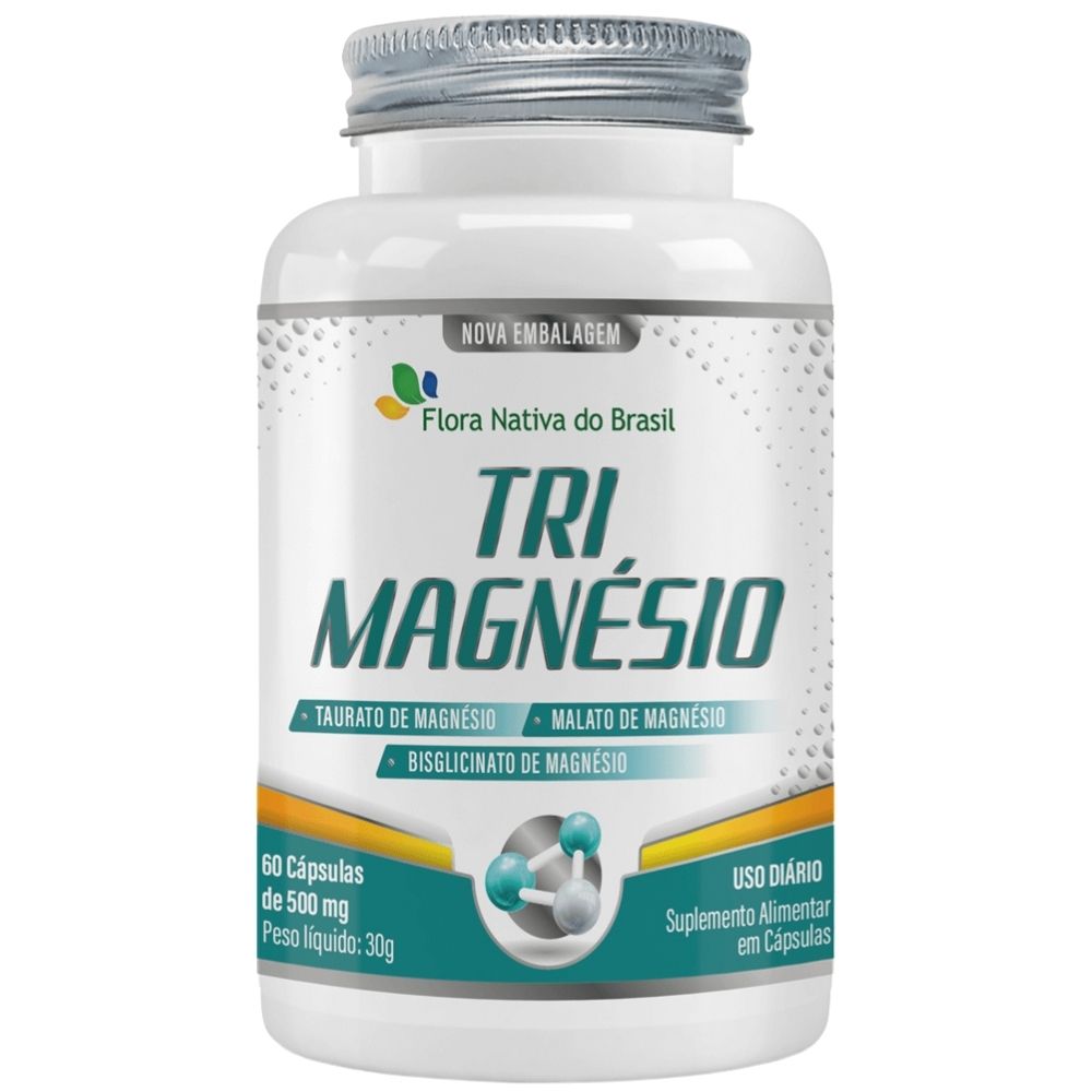 Tri Magnésio (Taurato de Magnésio, Malato e Bisglicinato) Flora Nativa 60 cápsulas