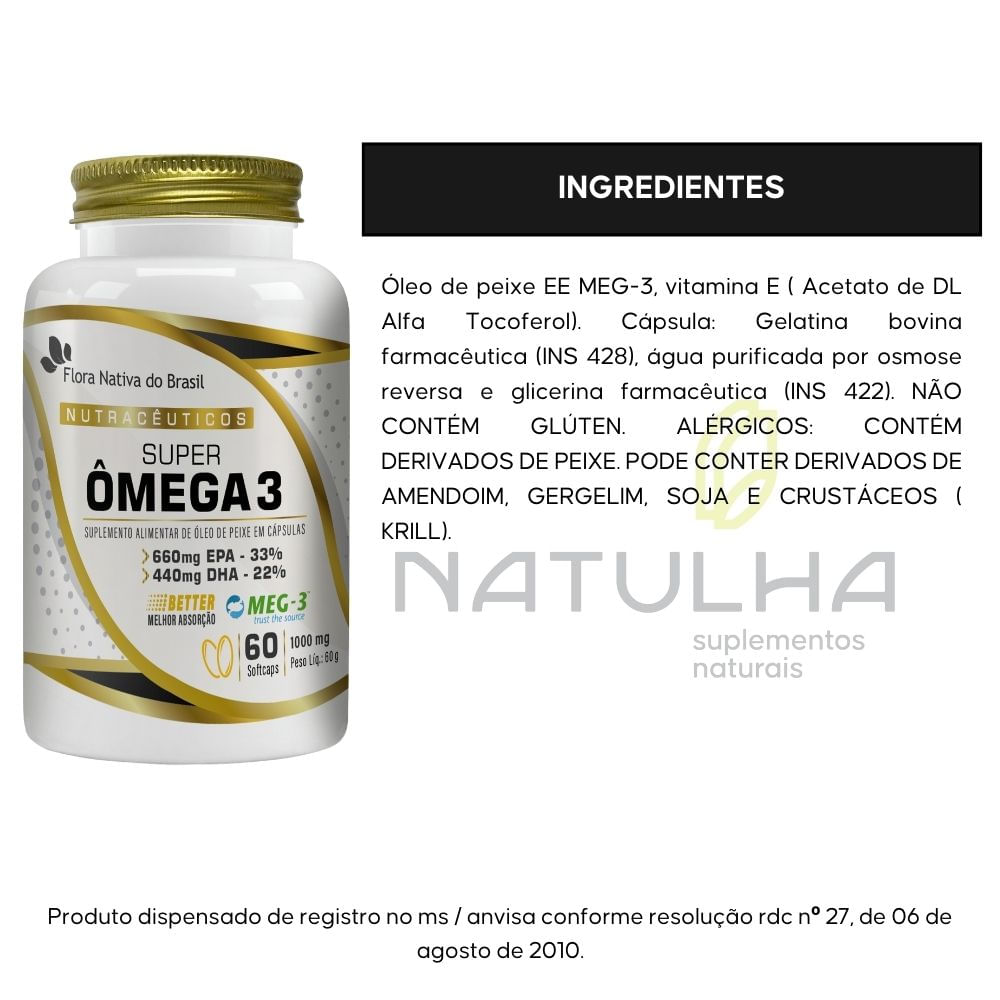 Super Ômega 3 MEG-3 Flora Nativa 1000mg 60 Softgels