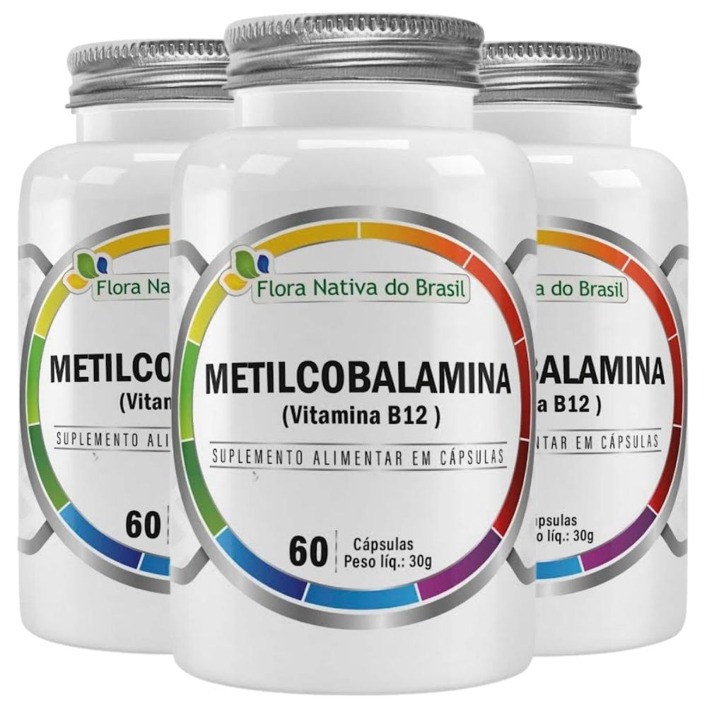 Kit 3 Vitamina B12 (metilcobalamina) Flora Nativa 60 Cápsulas