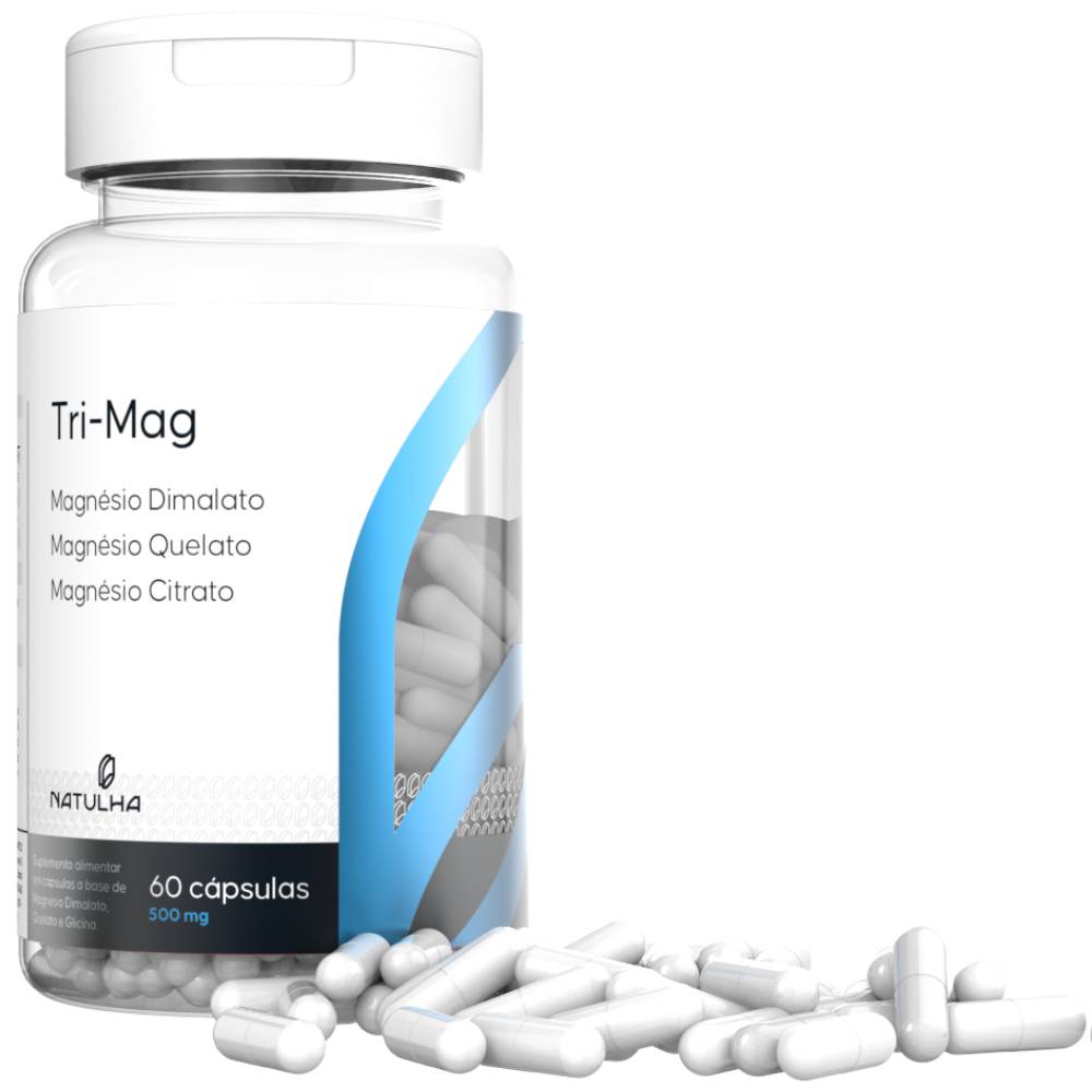 Tri-mag (Magnésio Dimalato, Quelato e Citrato) Natulha 60 Cápsulas