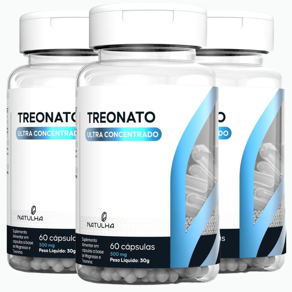 Kit 3 Magnésio Treonato Ultra Concentrado Natulha 60 Cápsulas