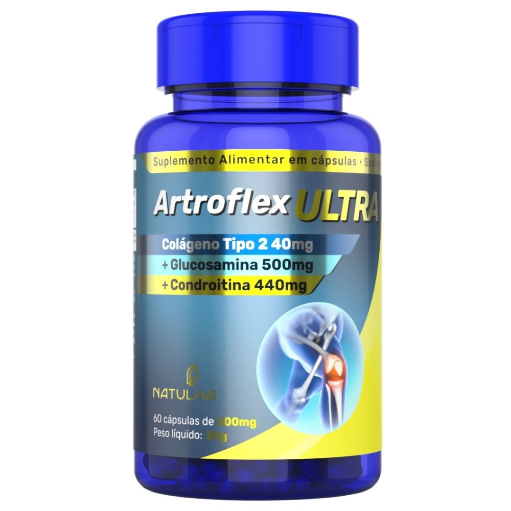 ArtroFlex Ultra ( Glucosamina, Condroitina e Colágeno Tipo 2) Natulha 60 Cápsulas