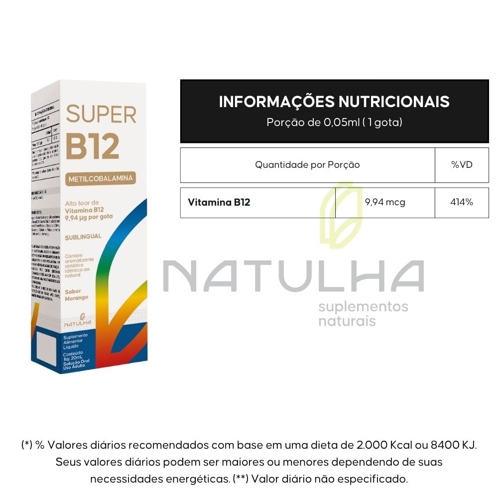 Super Vitamina B12 Metilcobalamina Sublingual Natulha 20ml