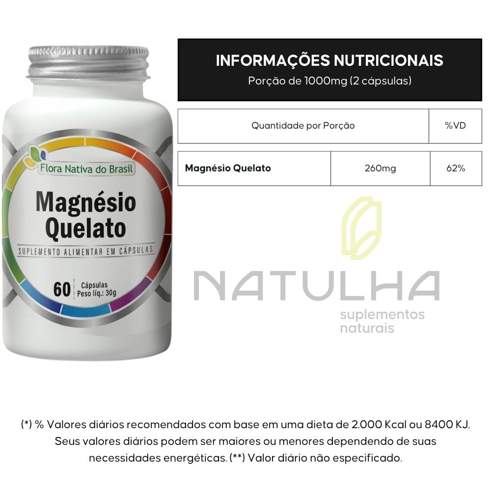 Magnésio Quelato Flora Nativa 60 Cápsulas