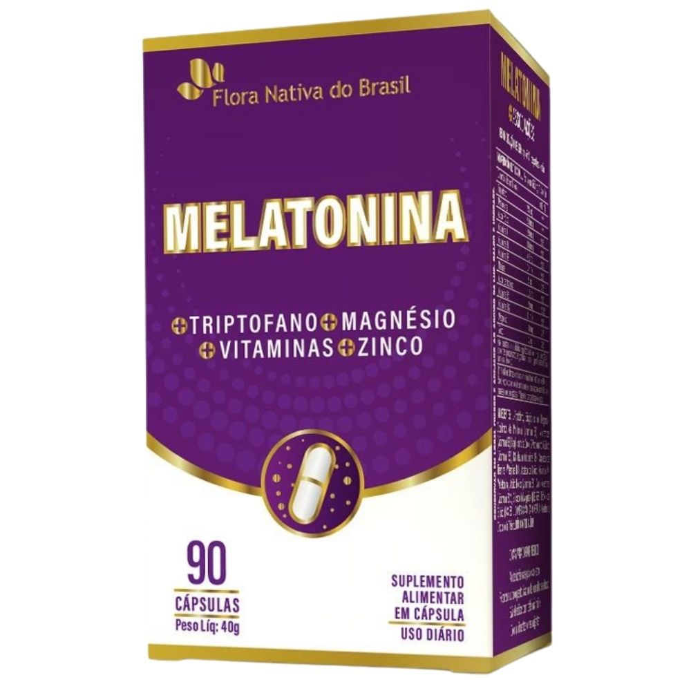 Melatonina Com Triptofano, Magnésio, Zinco e Vitaminas Flora Nativa 90 Cápsulas